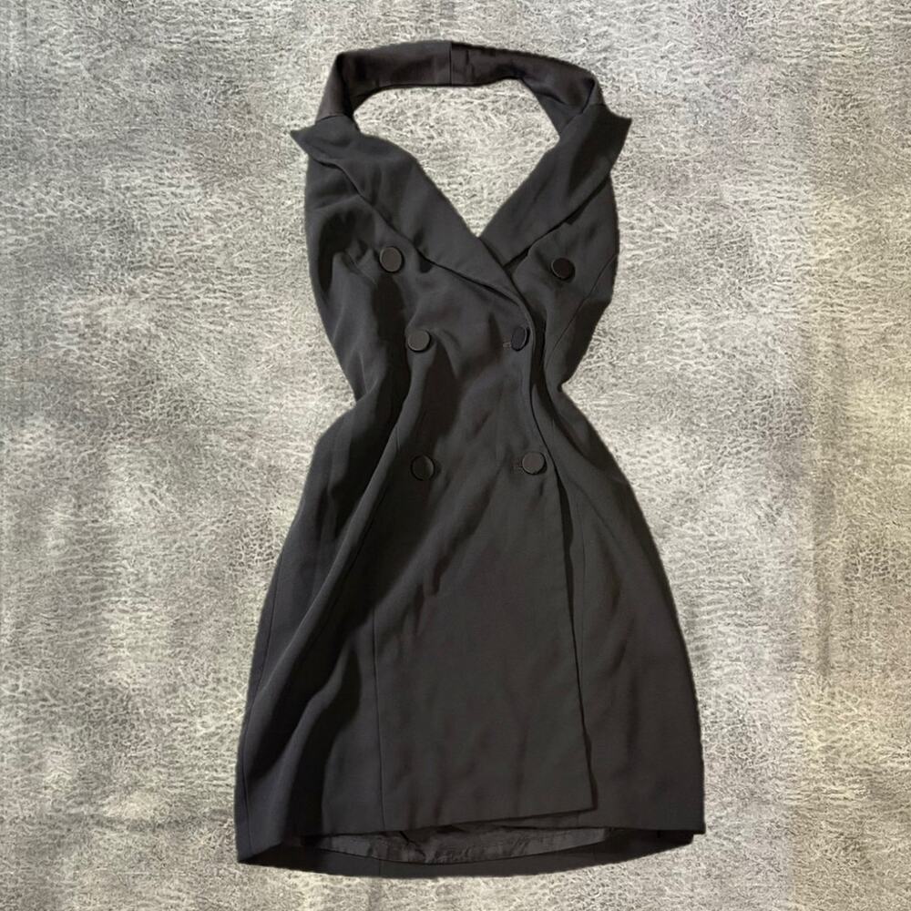 Black Halter Tailored Sleeveless Dress